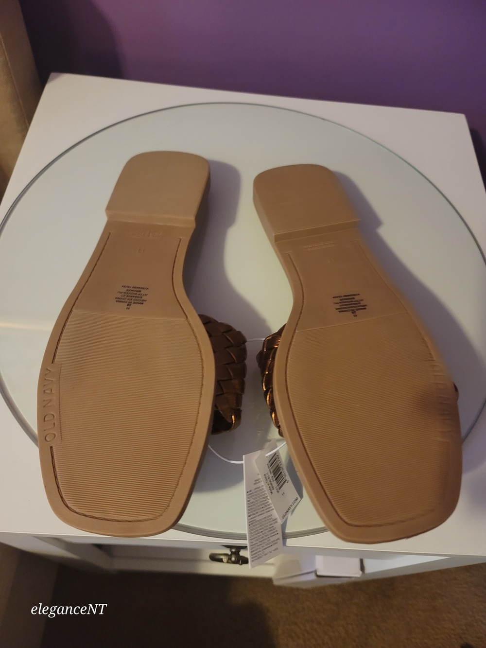 Old Navy Metallic Bronze Woven Slide Sandals - Women Sz: 11 NWT - Picture 8 of 8